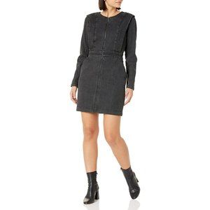 KARL LAGERFELD PARIS Women's Denim Zip Front Extended Sleeve Dress Sz 10